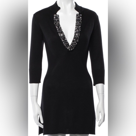 Magaschoni Silk Sheath Dress | Size S | Crystal Embellished Luxury - Picture 1 of 3